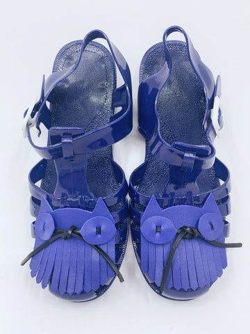 Jelly Sandals | Handmade Leather Cat Face Blue