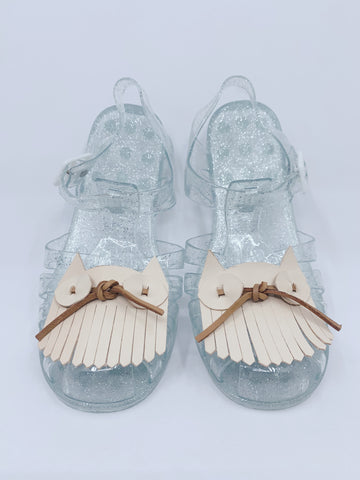 Jelly Sandals | Handmade Leather Cat Face Clear